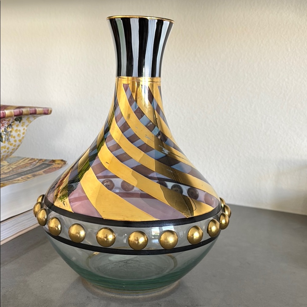 MACKENZIE CHILDS Tango/Circus Pattern WINE DECANTER
